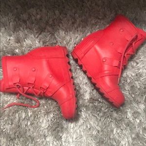Sorel Red Wedge Rain Boot